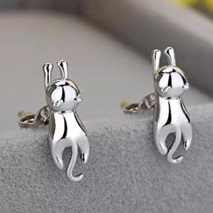 New Sterling Silver 925 Cat Stud Earrings set